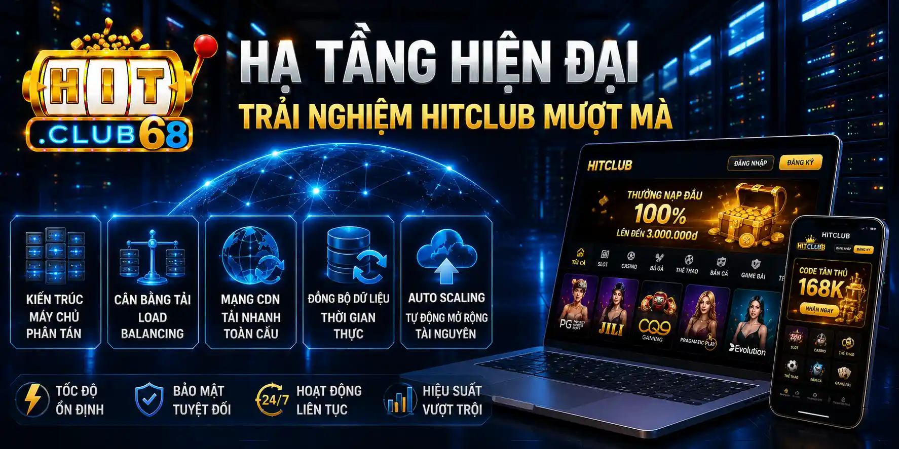 Hệ thống hạ tầng hiện đại Trải nghiệm Hitclub mượt mà Hệ thống hạ tầng hiện đại Trải nghiệm Hitclub mượt mà